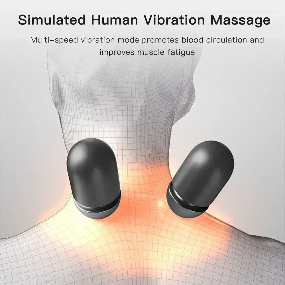 Cervical Electric Massager Pillow with Heat and Vibration for Neck Traction and Relaxation - Memory Foam Support Cushion