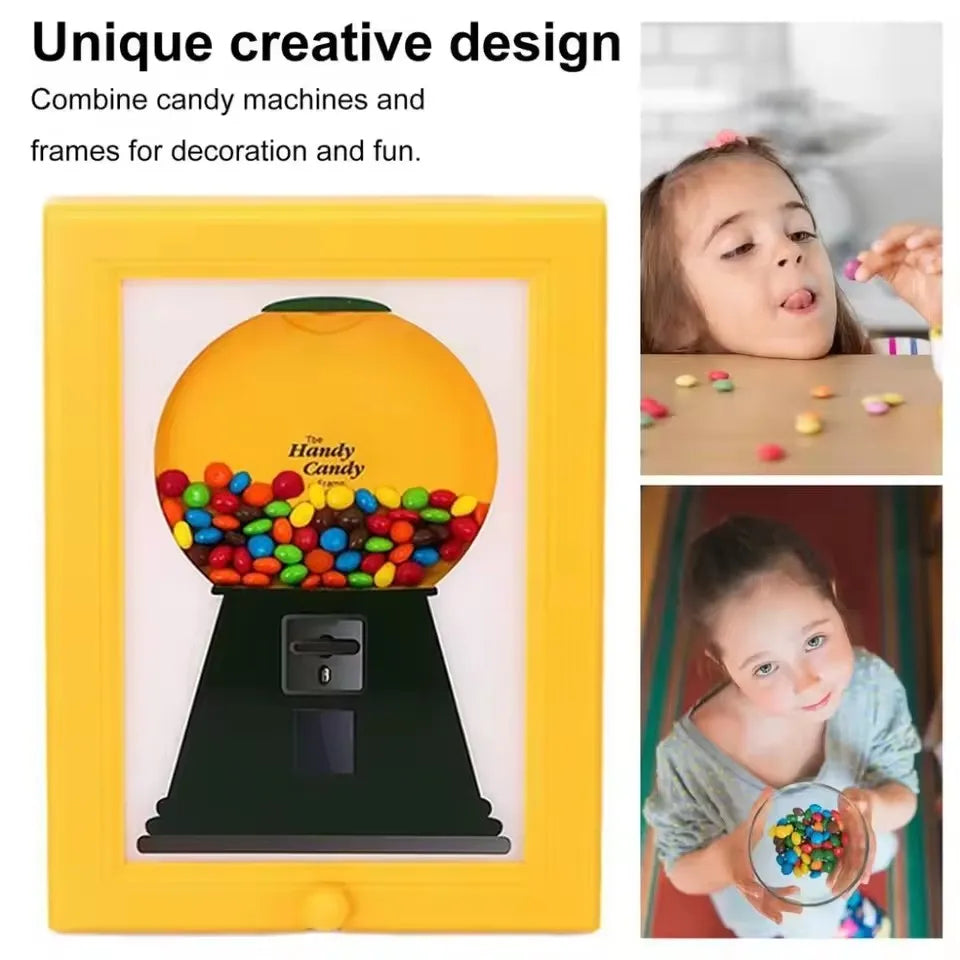 Elegant Candy Dispenser and Picture Frame with Easy Restock, Moisture-Proof Design, and Dust-Proof Rotating Features