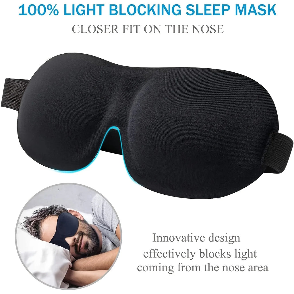 3D Contoured Sleep Mask - Complete Light Blocking Eye Mask Made from Ultra-Soft, Skin-Friendly Material for Optimal Comfort During Rest, Travel, and Yoga