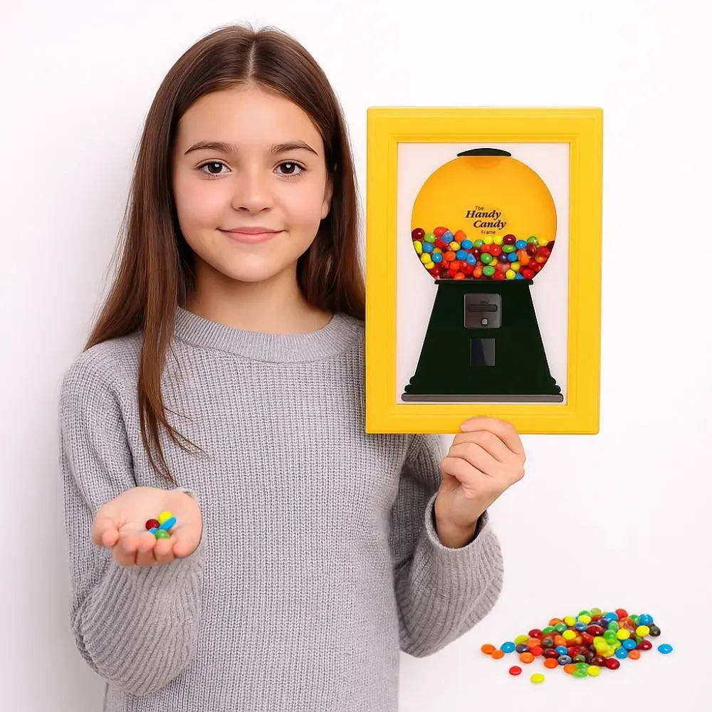 Elegant Candy Dispenser and Picture Frame with Easy Restock, Moisture-Proof Design, and Dust-Proof Rotating Features