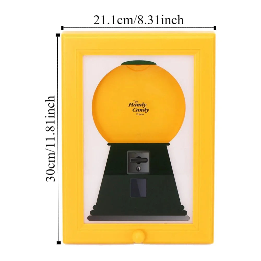 Elegant Candy Dispenser and Picture Frame with Easy Restock, Moisture-Proof Design, and Dust-Proof Rotating Features